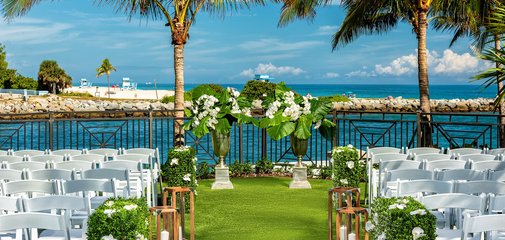 An outside setting for a wedding